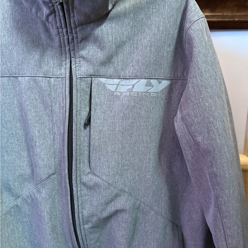 Fly Racing Ops Moto Softshell Jacket Grey Zip Front Performance Sz Small 💚🍄 - Picture 2 of 8